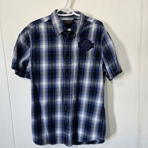 Harley-Davidson Navy and White Plaid Shirt
